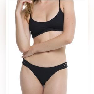 IBIZA FLIRTY SURF RIDER BIKINI BOTTOM -‎ BLACK Size Large NWT